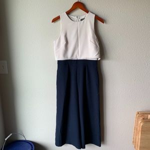 Vince Camuto white and navy jumpsuit